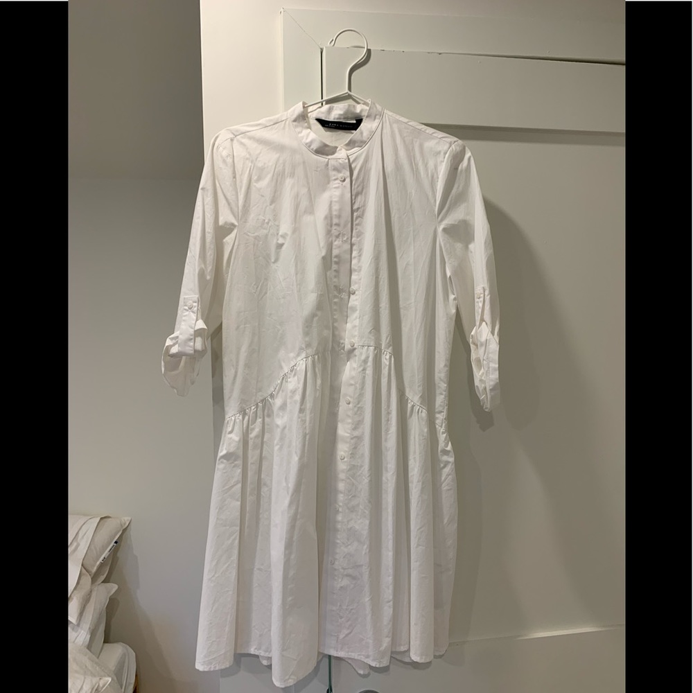 Zara poplin shirt dress drop waist size small
